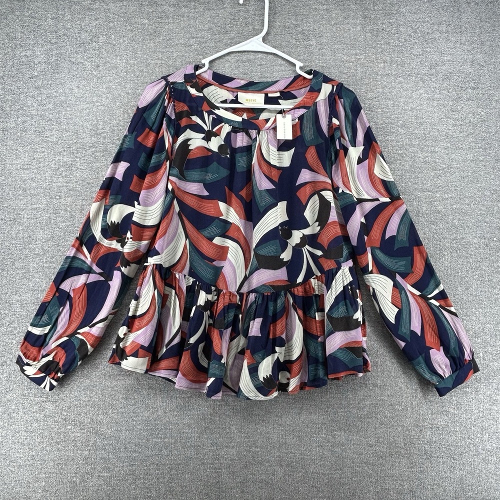 Maeve Anthropologie Cheyenne Peplum Blouse Women Size XS Birds Print New